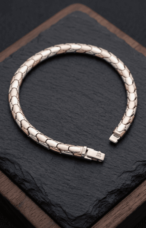925 Silver Dual Tone Titan Scale Bracelet