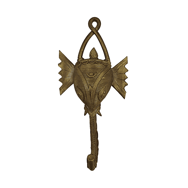Brass Elephant Face Key Holder Hook | Trunk Wall Hanger India