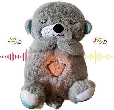 Portable Breathing Teddy Bear Soft Toy with Plush Sound Machine, Pack of 1 (Colour : Grey)