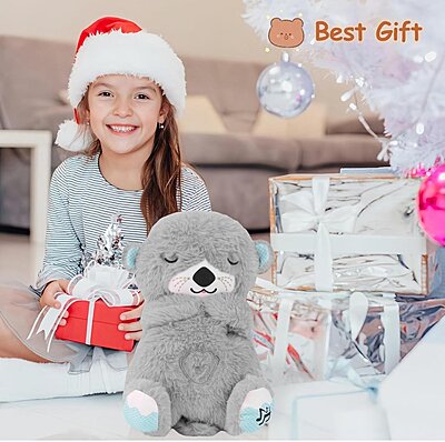 Portable Breathing Teddy Bear Soft Toy with Plush Sound Machine, Pack of 1 (Colour : Grey) Portable Breathing Teddy Bear Soft Toy with Plush Sound Machine, Pack of 1 (Colour : Grey)