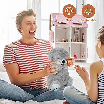 Portable Breathing Teddy Bear Soft Toy with Plush Sound Machine, Pack of 1 (Colour : Grey) Portable Breathing Teddy Bear Soft Toy with Plush Sound Machine, Pack of 1 (Colour : Grey)