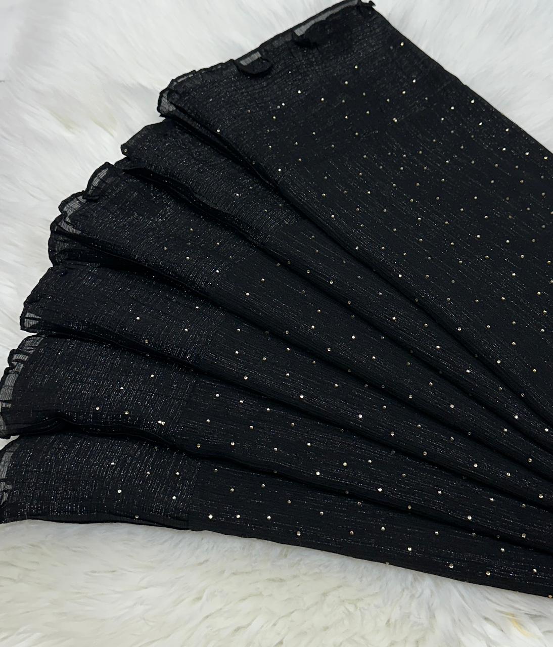 Kashka Bridal Shimmer Chiffon Hijab with Stone Work & Frill