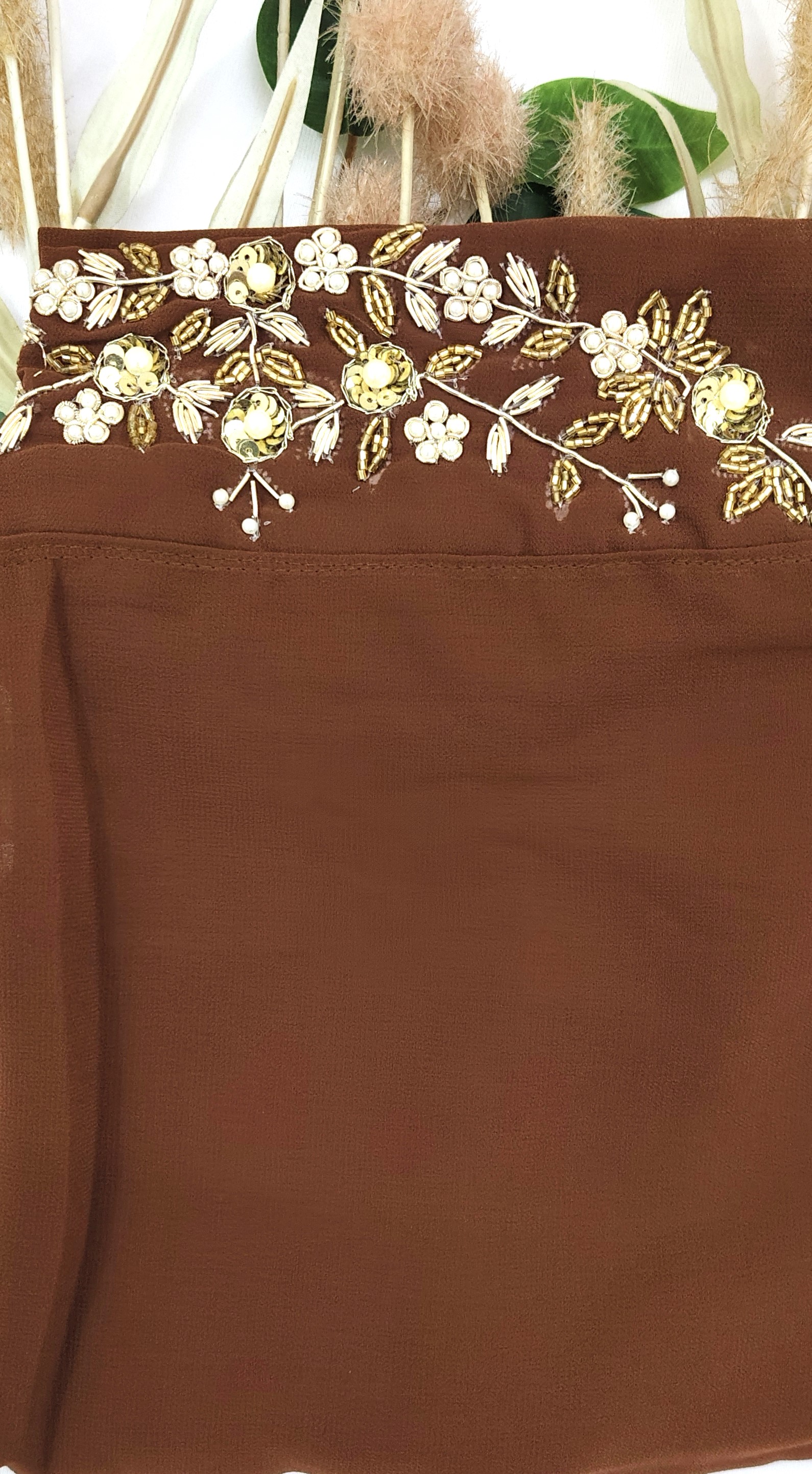 Heavy Chiffon Instant Hijab with Zardosi Handwork Bridal Wear