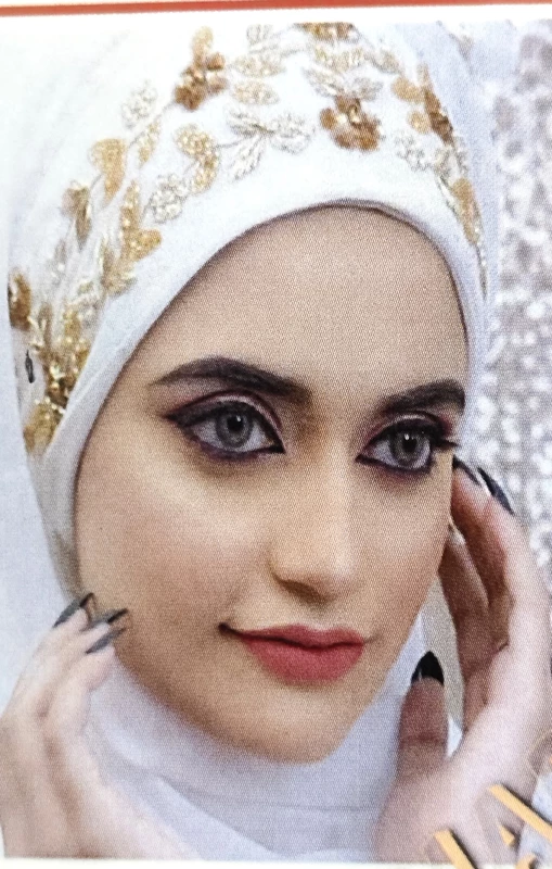 Heavy Chiffon Instant Hijab with Zardosi Handwork Bridal Wear