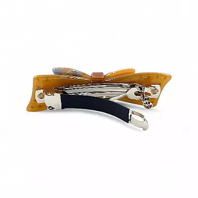 Elegant Brown Bow Crystal Hair Barrette Clip