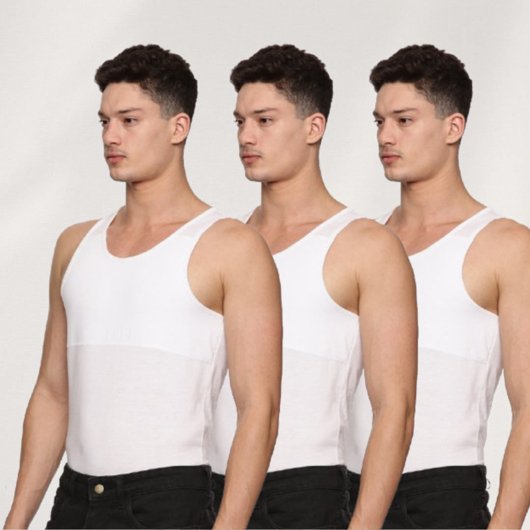 Men's Chest Compression Vest to Hide Gynecomastia Moobs Shapewear, Compression Chest Binder for Men to Hide Moobs(pack of 3)