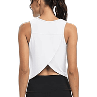 Workout Tops for Women Cropped Open Back Sleeveless Tank Tops Athletic Gym Yoga Shirts Loose Fit