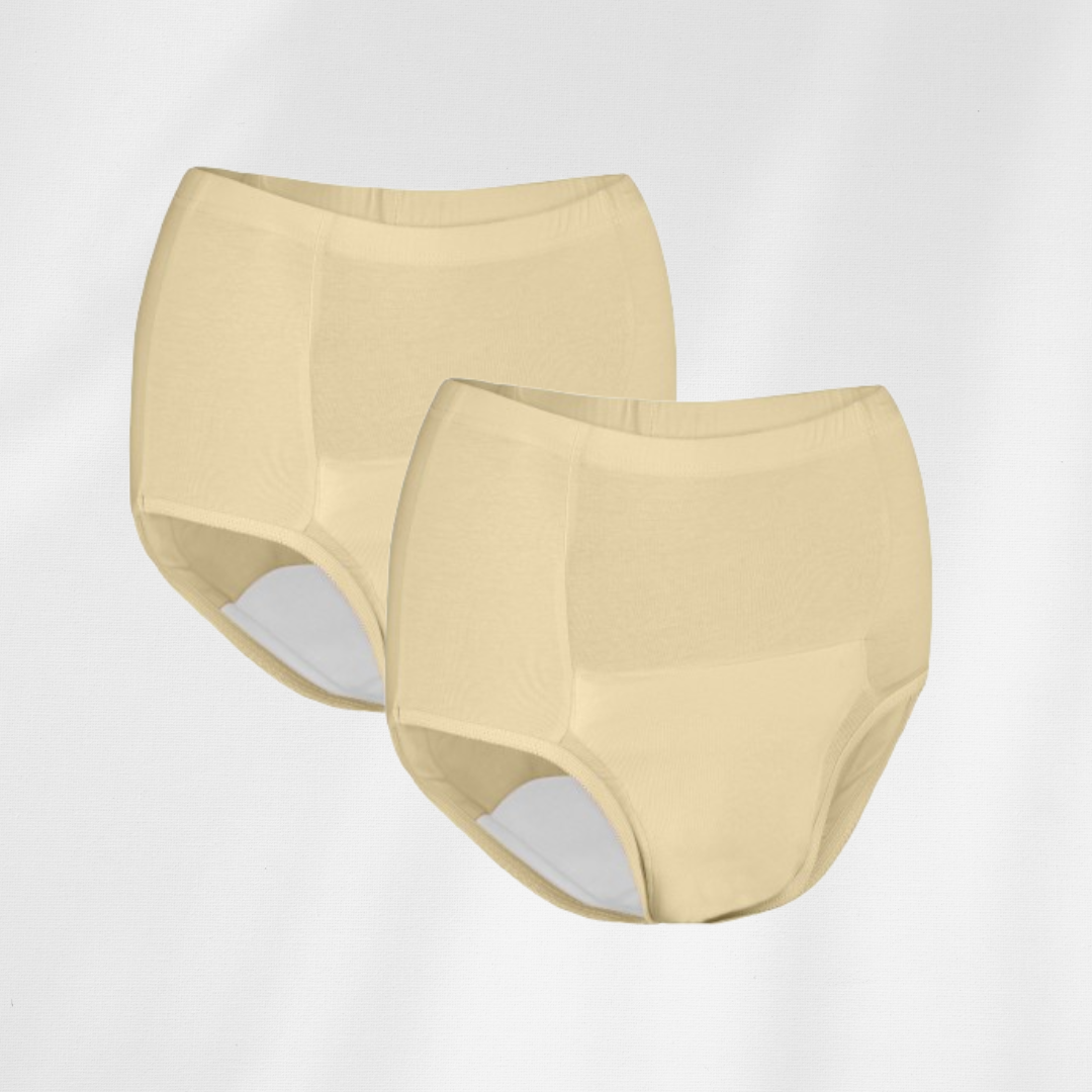 Reusable adult diaper, Washable adult diapers, Incontinence Protective Underwear for Women, High Waist Panties For Women, Leak Proof, Beige Color Heavy Flow (pack of 2) Reusable adult diaper, Washable adult diapers, Incontinence Protective Underwear for Women, High Waist Panties For Women, Leak Proof, Beige Color Heavy Flow (pack of 2)