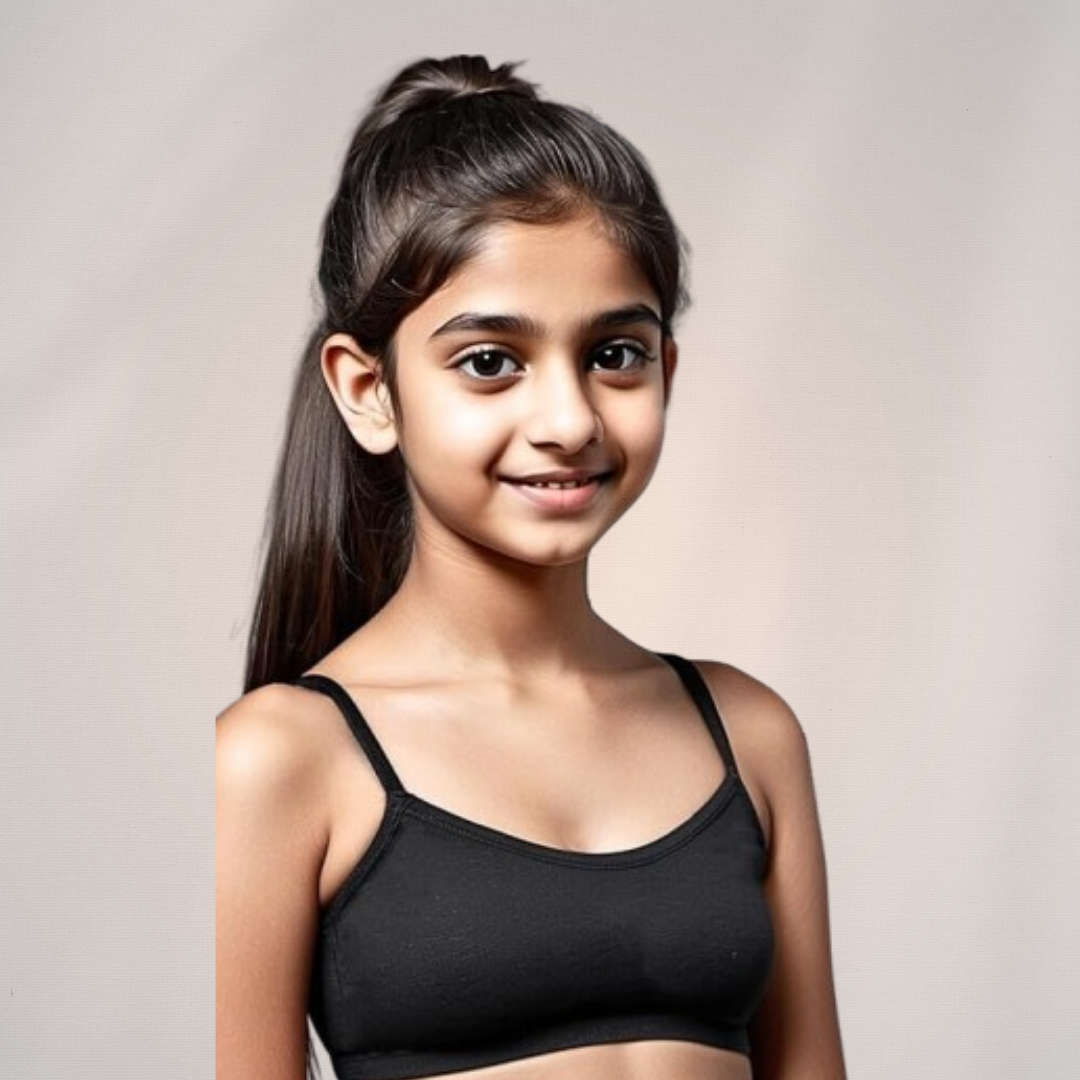 Girls Padded Training Bra, Crop Cami Training Bras for Girls. Sports bra with Non-Removable Padding, Uniform bra, Starter Bra, Begginers Bra-Black