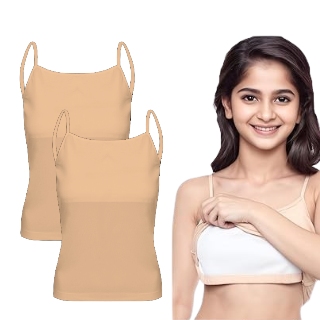 Padded Tank Top For Teens | Flat Padding Covers Nipple Buds | Perfect To Wear Under School Uniform Beige (pack of 2) Padded Tank Top For Teens | Flat Padding Covers Nipple Buds | Perfect To Wear Under School Uniform Beige (pack of 2)
