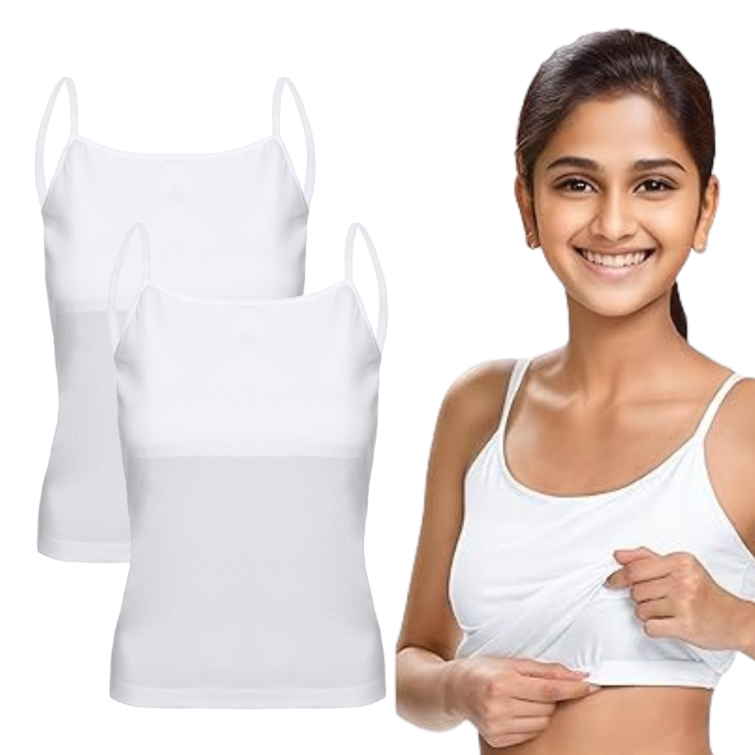 Padded Tank Top For Teens | Flat Padding Covers Nipple Buds | Perfect To Wear Under School Uniform (pack of 2) Padded Tank Top For Teens | Flat Padding Covers Nipple Buds | Perfect To Wear Under School Uniform (pack of 2)