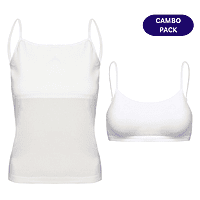 Padded Camisole & Padded Sportsbra Combo for Girls | Flat Padding | Beginners/Teenager Inner for Puberty Cami & Bra | Slip & Bra with Adjustable Straps
