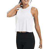 Workout Tops for Women Cropped Open Back Sleeveless Tank Tops Athletic Gym Yoga Shirts Loose Fit