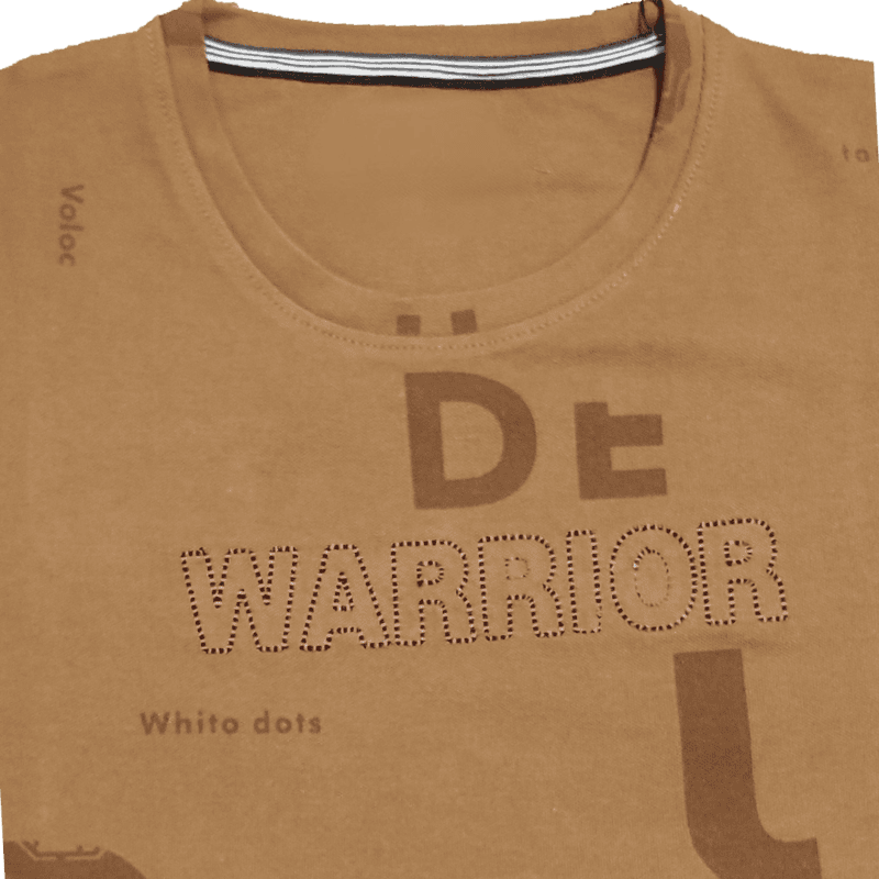 Brown Printed Round Neck Tshirt