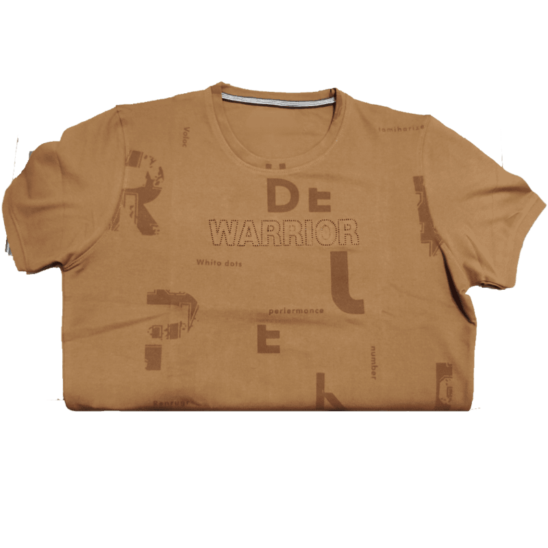 Brown Printed Round Neck Tshirt