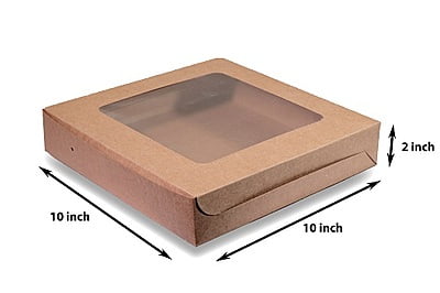 Qson Brownie Box For 12 - Size 10x10x2 inch Qson Brownie Box For 12 - Size 10x10x2 inch