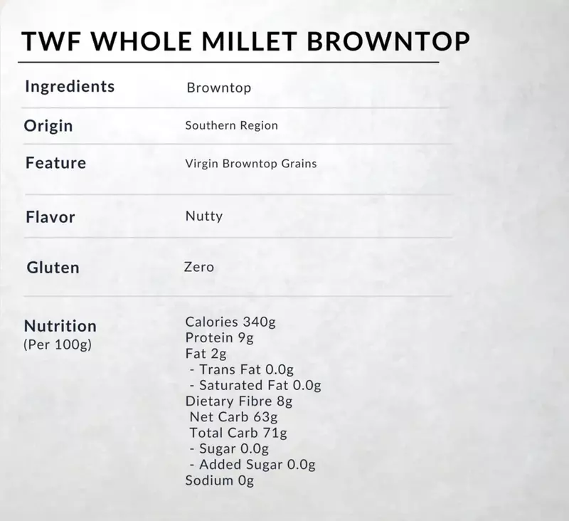 Browntop Whole Millet (Gluten Free) 1 Kg - TWF