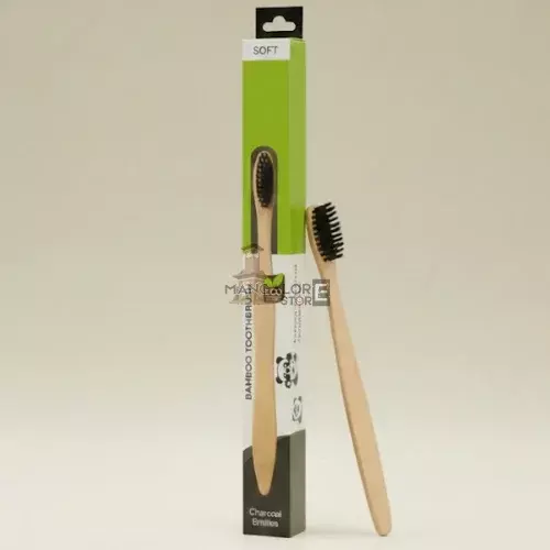 SOFT Bamboo Organic Charcoal Toothbrush | Eco-Friendly Soft Bristles – 1pc