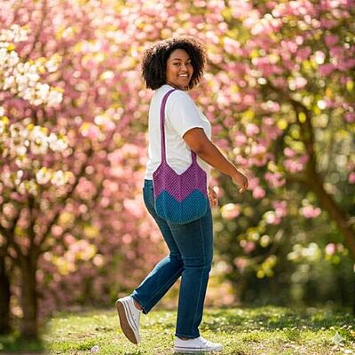 Bucket Bag Large Purple and Teal Blue