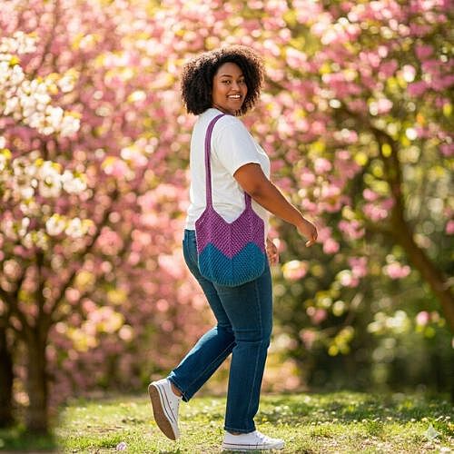 Bucket Bag Large Purple and Teal Blue