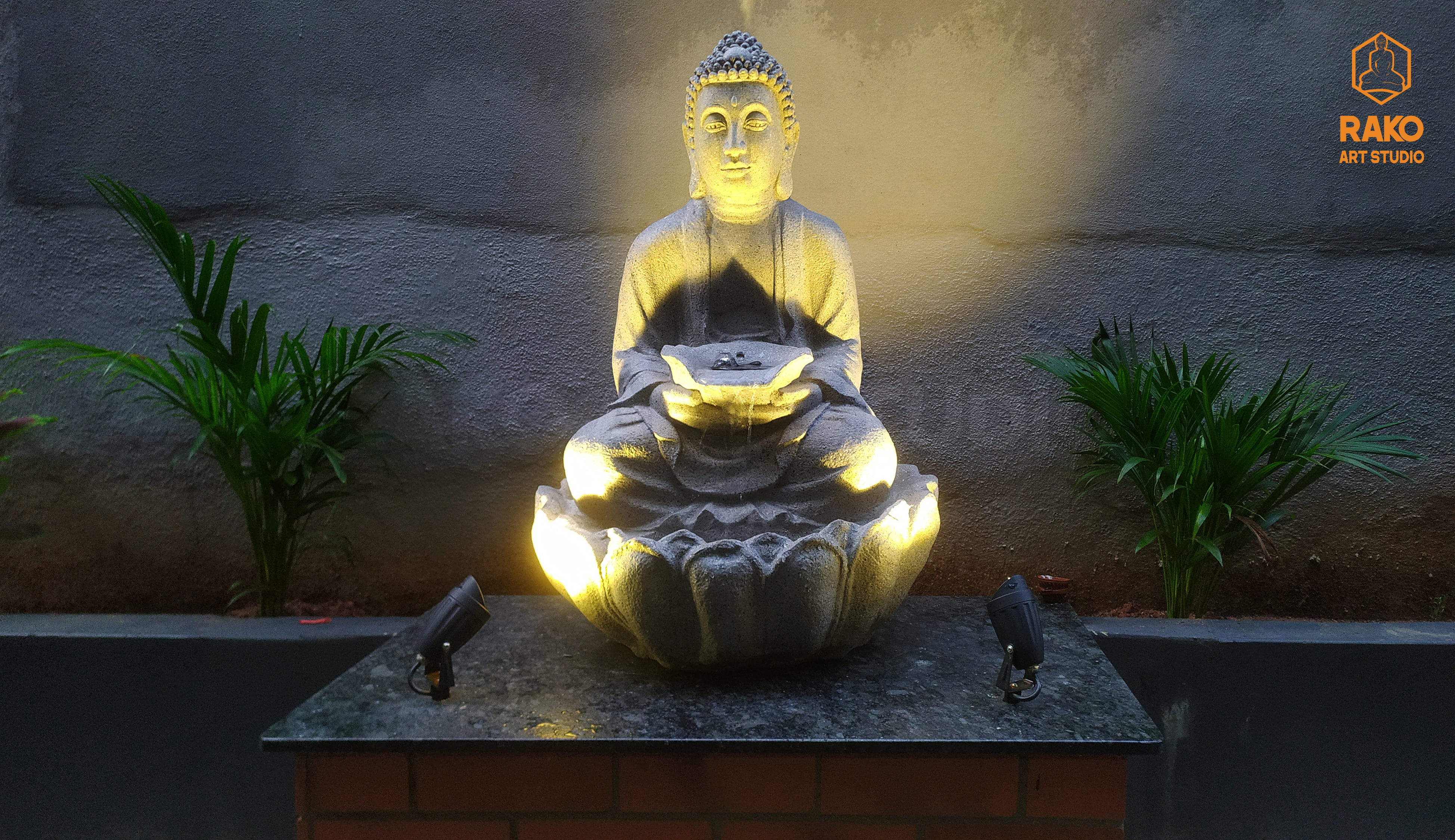 Buddha and water fountain Sculpture (A3)