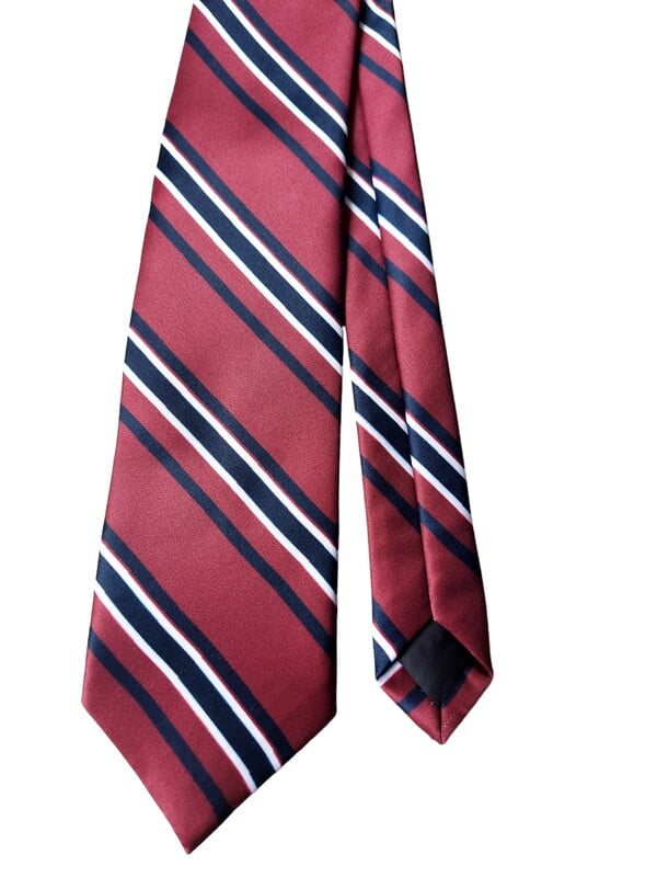 Burgundy & Navy Blue Striped Necktie