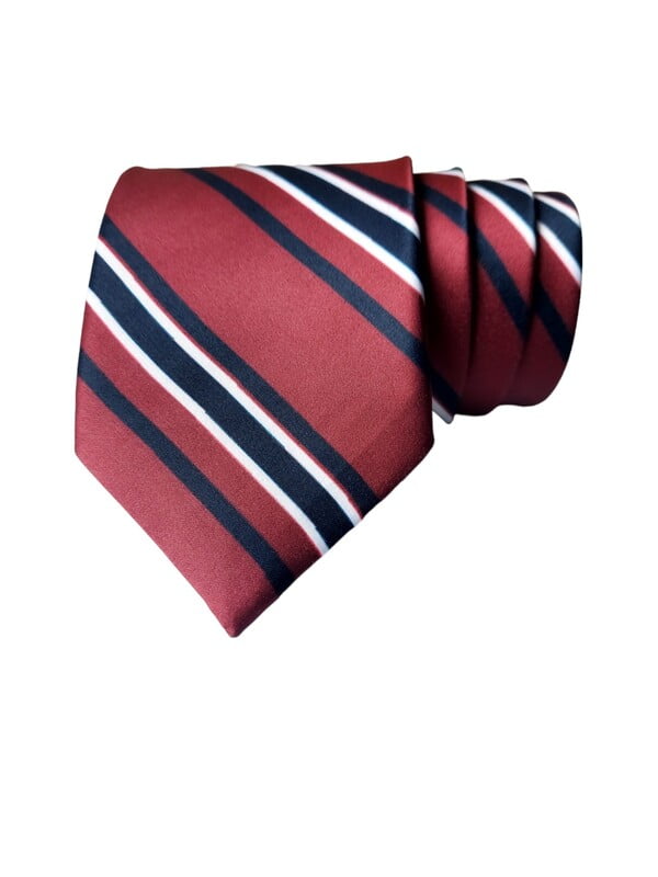 Burgundy & Navy Blue Striped Necktie