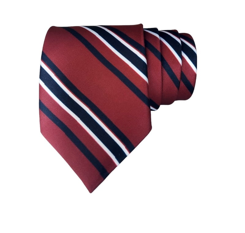 Burgundy & Navy Blue Striped Necktie