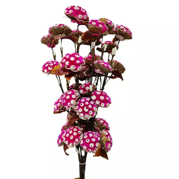 Pink, yellow, red, green & natural Burl sola wood flower sticks for vase décor, bouquets & craft