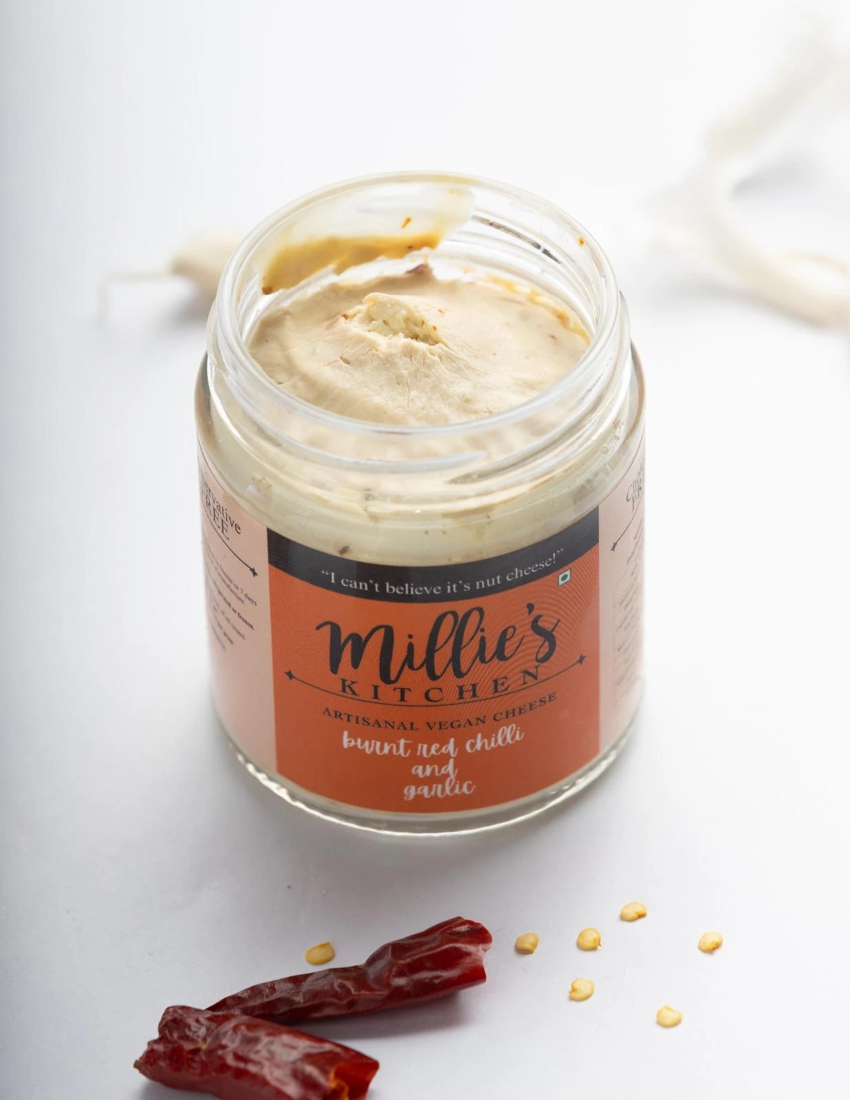 Burnt Red Chili and Garlic Soft Cheese - Vegan