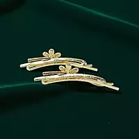 Elegant Golden Pink Floral Hair Clips for Women