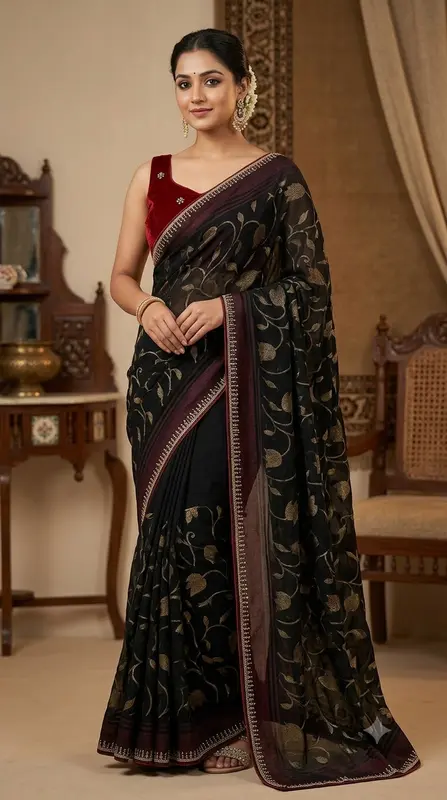 Chandralekha Georgette Foil Print Saree