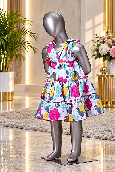 1820 kids frock pink and white size-20