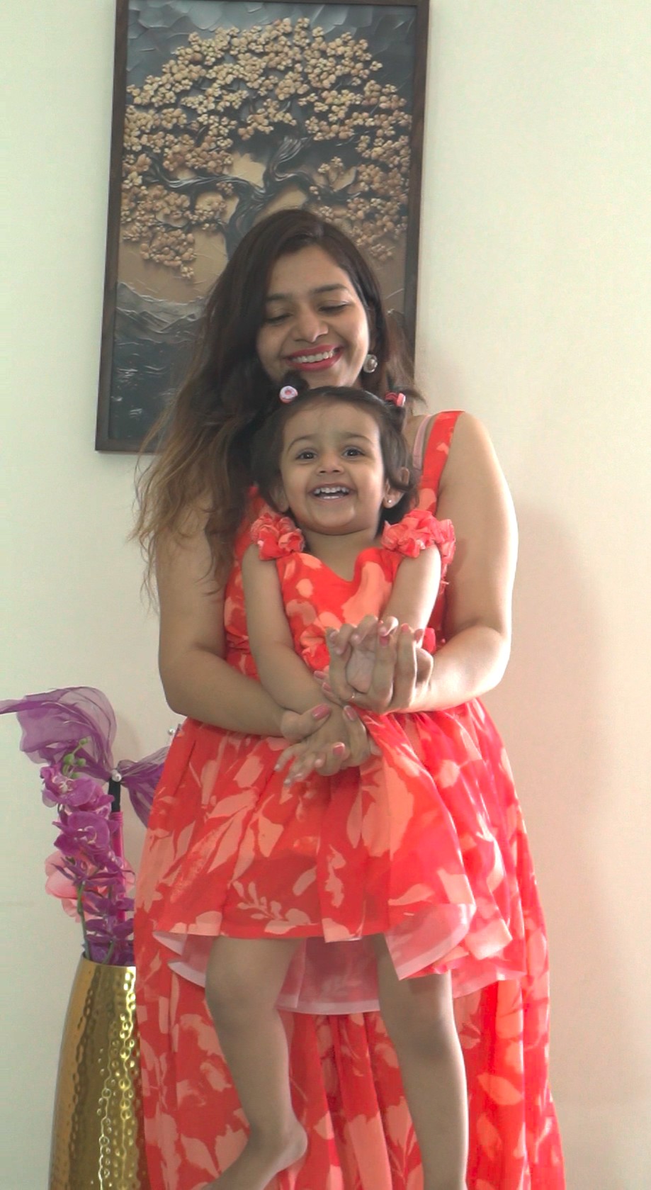 Sunlit Bloom Mother-Daughter Dress Set with Elegant Floral Charm