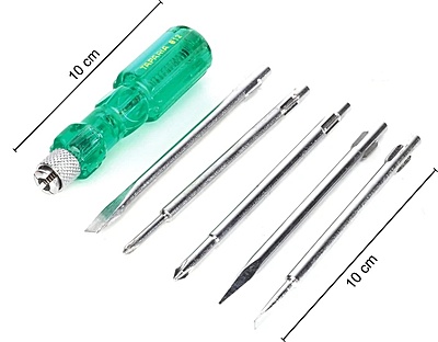 TAPARIA Screw Driver Set 6.0 x 0.8, 3.5 x 0.5, Phillips 0, Square Poker, Phillips 1 3Q 812