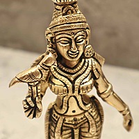 Brass Madurai Meenakshi Devi - 8 inch Height | Exquisite Brass Idol of Madurai Meenakshi Devi for Divine Worship