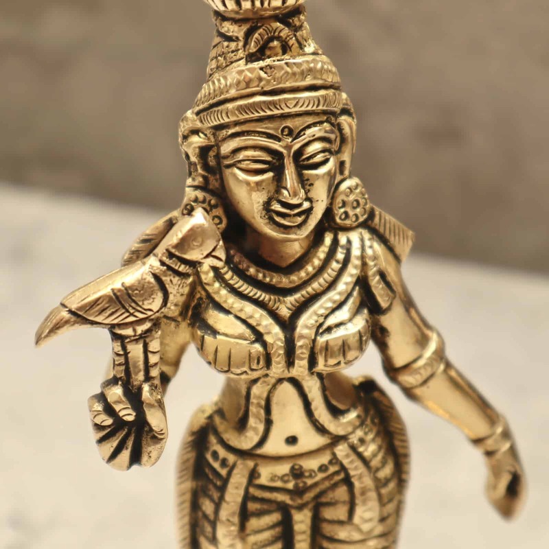 Brass Madurai Meenakshi Devi - 8 inch Height | Exquisite Brass Idol of Madurai Meenakshi Devi for Divine Worship