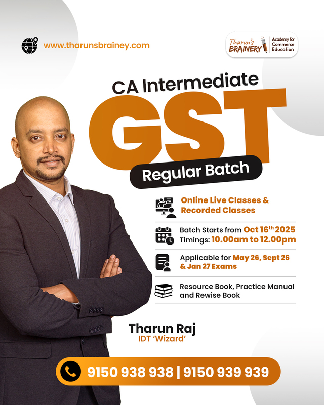 CA Inter – GST Regular Batch (May 26, Sep 26 & Jan 27 Exams)