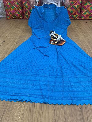 Chikan Embroidered Anarkali-RoyalBlue Chikan Embroidered Anarkali-RoyalBlue