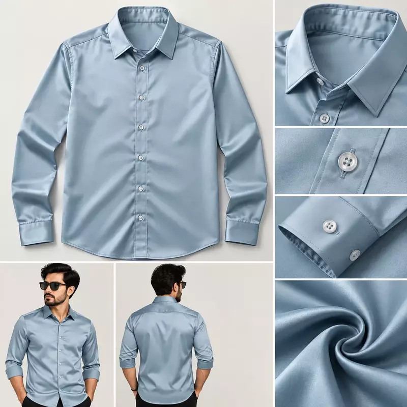 Men’s Solid Light Blue Formal Full Sleeve Shirt