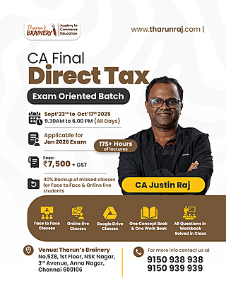 CA Final - Direct Tax - Exam Oriented Batch - Jan 26 Exams - Paper 5