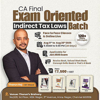 CA Final IDT Exam Oriented Batch Jan 26 Exams