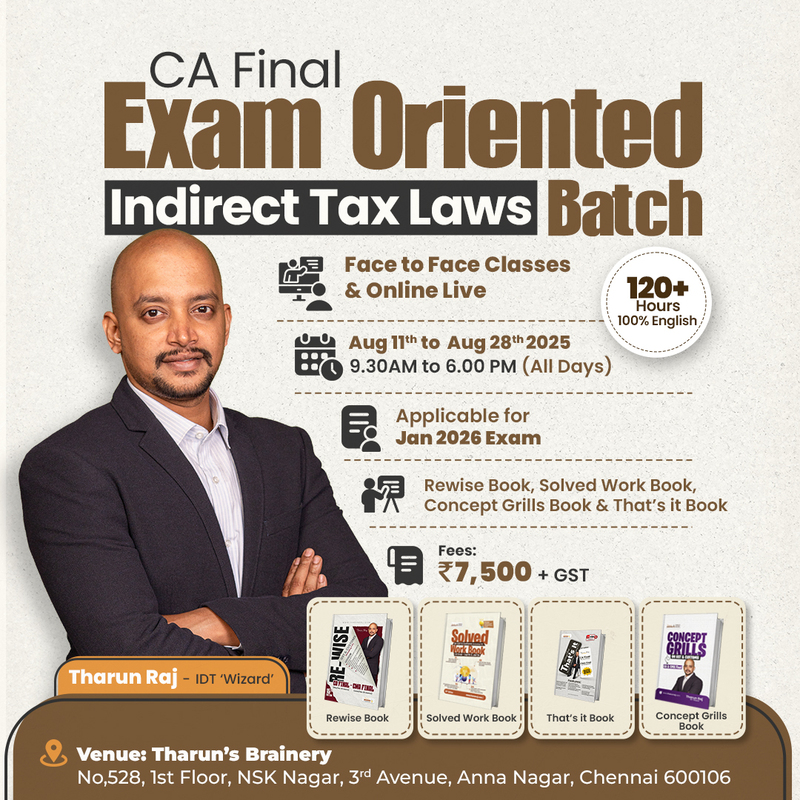 CA Final IDT Exam Oriented Batch Jan 26 Exams