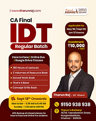 CA Final IDT Regular batch May 26 & Sep 26
