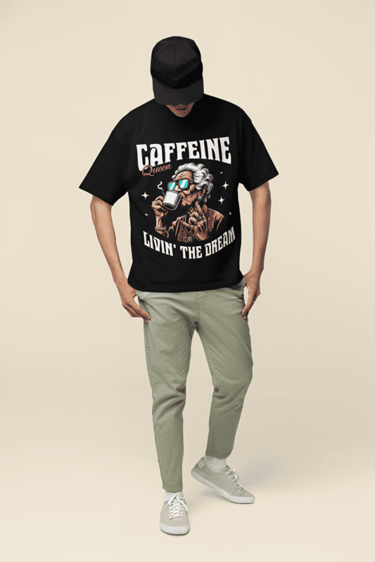 Caffeine Black printed Oversized t-shirt