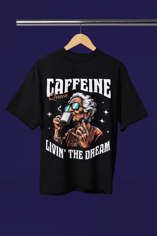 Caffeine Black printed Oversized t-shirt