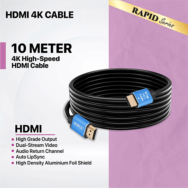 HDMI CABLE ZEBION RAPID 4K-10M HDMI CABLE ZEBION RAPID 4K-10M
