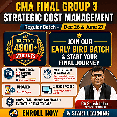 CMA Final Strategic Cost Management SCM(Group 3) by CA Satish Jalan