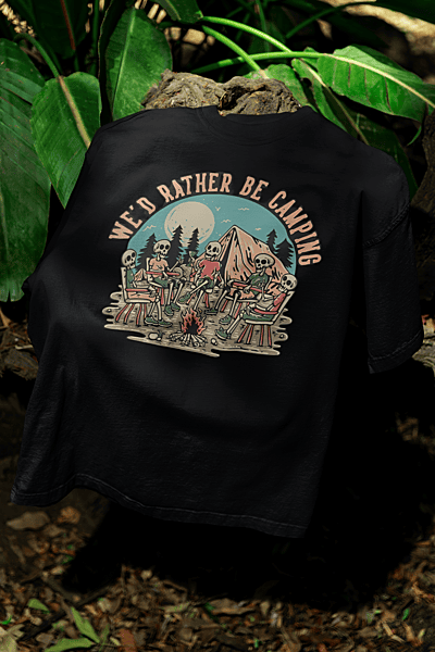 Camping black oversized t-shirt