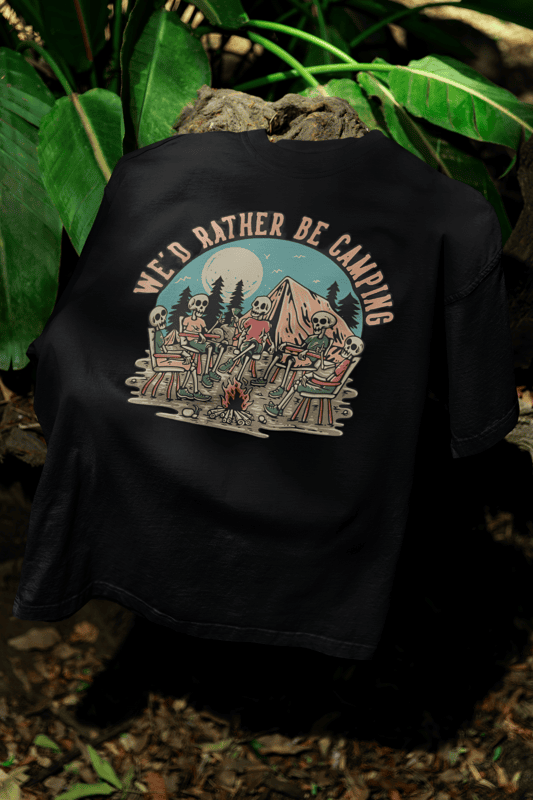 Camping black oversized t-shirt